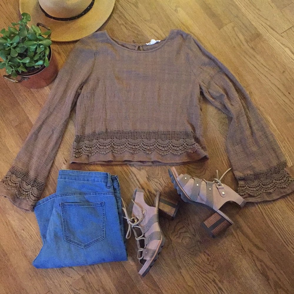 Boho crop top with crochet detail